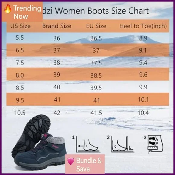 Women's Winter Snow Boots Fur Lined Ankle Booties Non-Slip Outdoor Trekking
